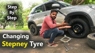 Vittara Brezza 2021  Changing tyre of Vittara Brezza Tamil  Brand new Vitara Brezza tyre changing [upl. by Tyne]