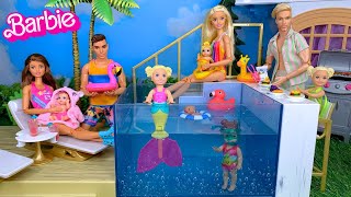 Barbie amp Ken Doll Family Pool Party Story [upl. by Berne]