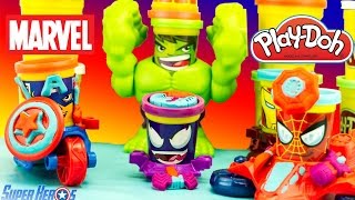 Pate à modeler Play Doh Marvel Super Heros Captain America Spiderman Venom Jouet Toy Review [upl. by Sackey]