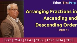 Arranging Fractions in Ascending and Descending Order Part 2  SSC CGL  CHSL  MTS [upl. by Sirtimid]