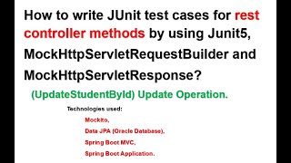 How to write Junit test case for Rest Controller update method by using Junit5 and Spring Boot Test [upl. by Iadrahs]