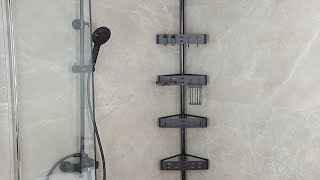 Kegii 4Tier Telescopic Shower Caddy Adjustable Shower Corner Shelf Black Metal [upl. by Elias]