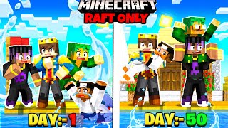 100 Days on ONE RAFT with Friends In Minecraft 😰 [upl. by Farlie]