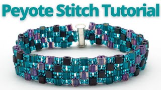 2 Drop Even Count Peyote Stitch Bracelt Tutorial with Seed and Cube Beads [upl. by Novel]