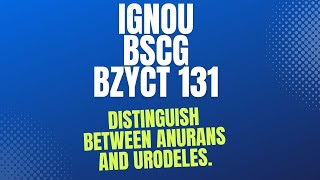 IGNOU BZYCT 131  Distinguish between anurans and urodeles [upl. by Nuahsak105]