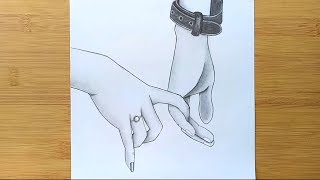 Romantic Couple Holding Hands pencil sketch  How to draw Holding Hands [upl. by Pernas]