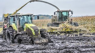 JOHN DEERE Traktoren im Schlamm  Schlammschlacht  Maishäckseln  Claas Jaguar  Fendt Traktoren [upl. by Debbee]