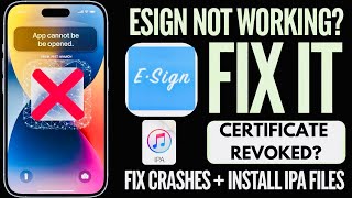 Fix ESign App Issues Solve Crashes amp Install IPA Files on iPhone amp iPad Without Jailbreak [upl. by Lai]