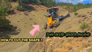 JOHNDEERE670GP GRADERS MACHİNE HOW TO CUT THE SHAPE  EĞİM KESEN GREYDER [upl. by Ihdin]