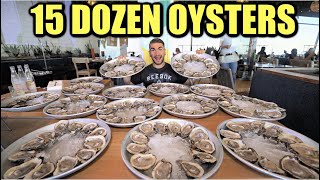 INSANE 180 OYSTER CHALLENGE 15 DOZEN  Famous Gulf Oyster House Challenge  Texas Seafood [upl. by Rezeile424]