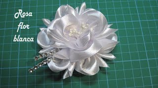 ❀ DIY  Rosa FLOR blanca ❀ Pink white FLOWER ❀ زهرة بيضاء وردي ❀ Розовый белый цветок ❀ [upl. by Enelyahs]