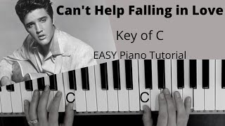 Cant Help Falling In Love Elvis Presley Key of CEASY Piano Tutorial [upl. by Lasonde381]