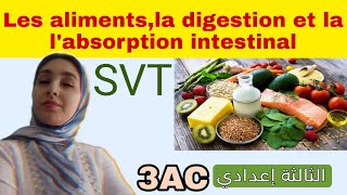 les aliments la digestion et labsorption intestinale أول درس ثالثة إعدادي علوم الحياة والارض [upl. by Yelhsa]