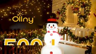 Ollny 500 LED 164ft Warm White Christmas Lights Green Cable Plug in 8 Modes IP44 Waterproof [upl. by Liahcim]