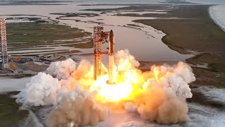 Blastoff SpaceX Starship launches on 5th flight nails chopsticks booster catch [upl. by Nore]