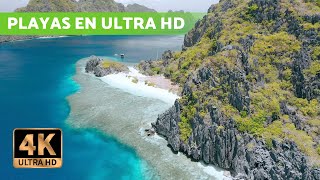 Vídeos 4K de PLAYAS RELAJANTES con música 🏝️ Paisajes en Ultra HD [upl. by Fiorenze]