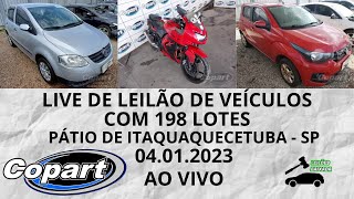 LIVE DE LEILÃO DE VEÍCULOS NA COPART COM 198 LOTES 04012024 PÁTIO DE ITAQUAQUECETUBA  SP [upl. by Llenahc526]