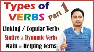 Verbs in English Grammar  All Types  Linking Copular Stative Dynamic Irregular Regular Transitive [upl. by Nosyk881]