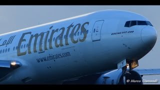 Emirates Boeing 77721H landing amp takeoff  Rome FCO [upl. by Anitnamaid]