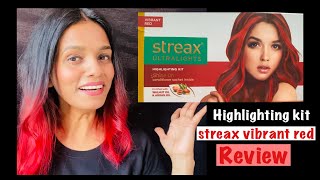 Instant hair colour at home Streax vibrant red highlights review 2024 [upl. by Litsyrk]