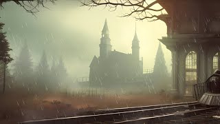 Abandoned Train Station Ambience Spooky Rainy And Thunder sound ASMR ambiance [upl. by Neala854]