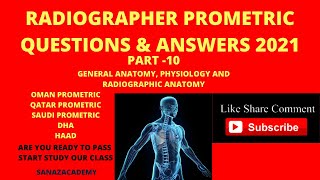 RADIOGRAPHER PROMETRIC PART10 QUESTIONS amp ANSWERS GENERAL ANATOMY PHYSIOLOGYampRADIOGRAPHIC ANATOMY [upl. by Enirroc]