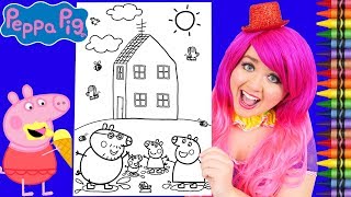 Coloring Peppa Pig amp Family House JUMBO Coloring Page Crayola Crayons  KiMMi THE CLOWN [upl. by Nayb491]