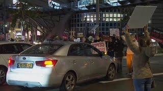 Family members of hostages held in Gaza block roads in Tel Aviv protest [upl. by Richella464]