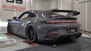 Porsche 992 GT3 feat FULL Akrapovic Titanium Exhaust System  Start Up Revs amp DYNO PULLS [upl. by Pawsner]