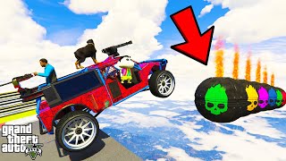 FRANKLIN TRIED BOMB FIRE MEGARAMP RACE JUMP PARKOUR CHALLENGE CARS BIKES GTA 5  SHINCHAN and CHOP [upl. by Kary]