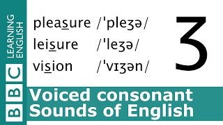 English Pronunciation 👄 Voiced Consonant  ʒ  pleasure leisure and vision [upl. by Aidole]