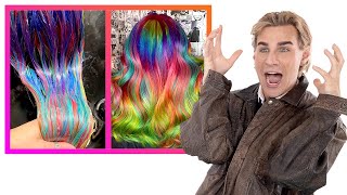 Hairdresser Reacts To Fantasy Hair Color Transformations [upl. by Ailaham]