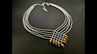 Diamond Necklace  How to make Beaded Necklace [upl. by Cayla]