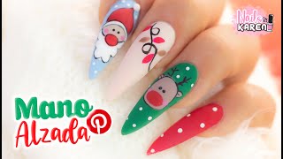 UÑAS NAVIDEÑAS con MANO ALZADA [upl. by Zulaledairam]