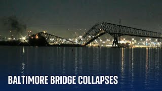 Bridge collapses in Baltimore  mass casualty event declared [upl. by Ennayhs]