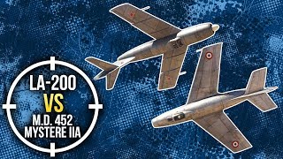 War Thunder La200 vs MD 452 Mystere IIA [upl. by Enahsal]