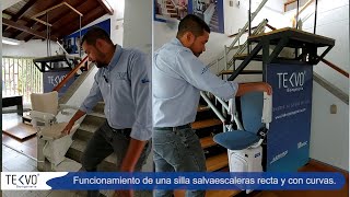 Como funciona una silla salvaescaleras recta y con curvas [upl. by Keel136]