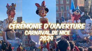 Carnaval de Nice 2024 cérémonie d’ouverture roi de la pop culture [upl. by Arhsub]