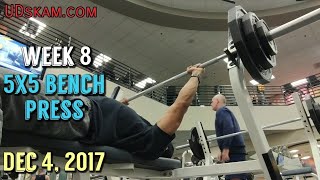 Week 8 Body Transformation 5x5 Bench Press Workout 195 lbs [upl. by Arabeila]