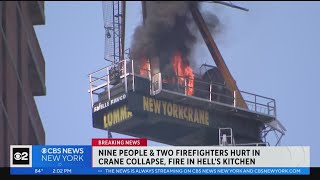 NYC crane fire leads to partial collapse on street [upl. by Rossie]