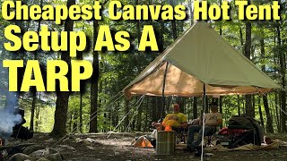 Cheapest Canvas Hot Tent Set Up Like A Tarp with Solar Powered Fridge LiONCooler [upl. by Immac]