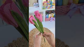 Diy Tulip Flowers😍🌷💓🤌🏻  quotPinterest Inspiredquot shorts diy pinterest papercraft flowers viral [upl. by Ainerbas]