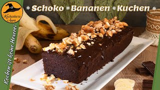 Saftiger Schoko Bananen Kuchen mit Crunchy Nußdopping [upl. by Ocko215]