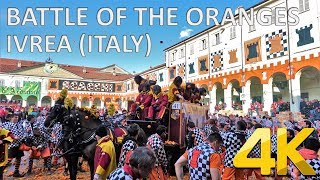 BATTLE OF THE ORANGES Carnival of Ivrea – Italy 🇮🇹 4K [upl. by Apicella]