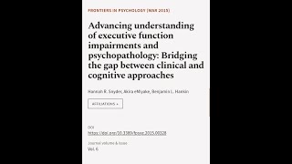 Advancing understanding of executive function impairments and psychopathology Bridgi  RTCLTV [upl. by Mitzie363]