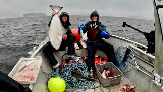 Commercial Style Alaska Halibut Fishing Hand Line Catch and Cook with Jamaican Mike [upl. by Elisabet]