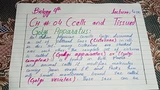 CELLULAR STRUCTURES AND FUNCTIONSGOLGI APPARATUS AND LYSOSOMESPART 1 BIO CH 49TH BIO URDU LECTURE [upl. by Marcellus210]