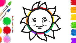 🌞How to Draw and Color The Sun  Easy Step By Step [upl. by Aihsened449]