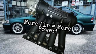 Skunk2 Pro Series Intake Manifold and Alpha 70mm TB for D15  D16 Install Review And Before  After [upl. by Resaec]