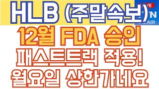 HLB 에이치엘비 매수 매도 주가전망  주말 속보 12월 FDA 승인난다 패스트트랙 적용 결정 월요일 상한가네요 [upl. by Atinrahc733]